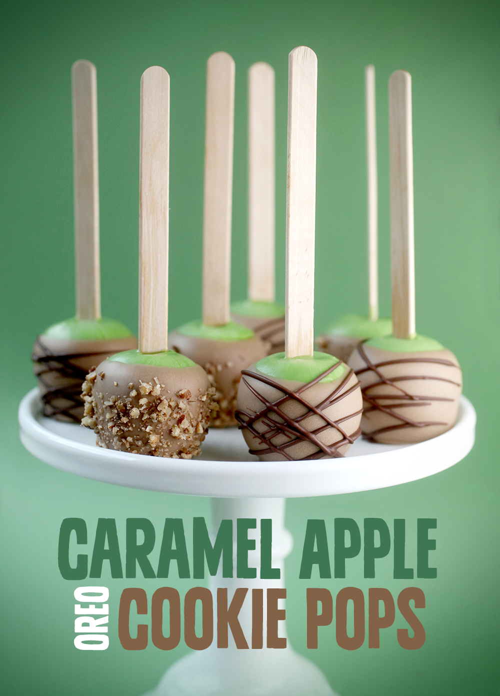 Caramel Apple Oreo Cookie Pops – bakerella.com